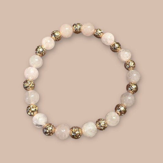 Bracelet quartz rose et lave doré