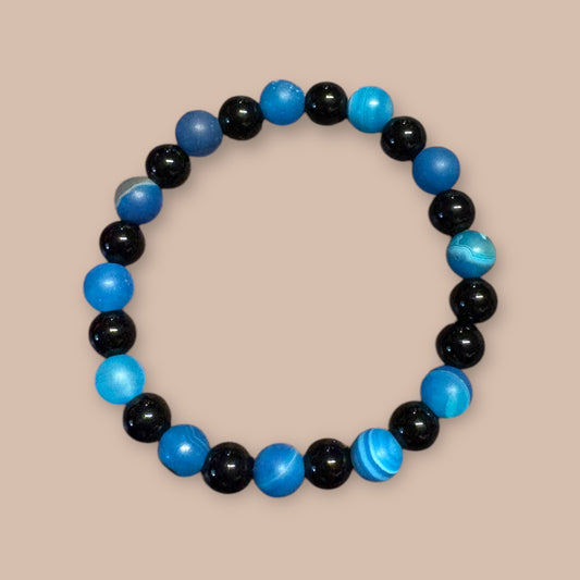 Bracelet agate et jaspe noir