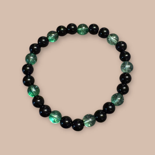 Braclet jaspe noir et quartz vert