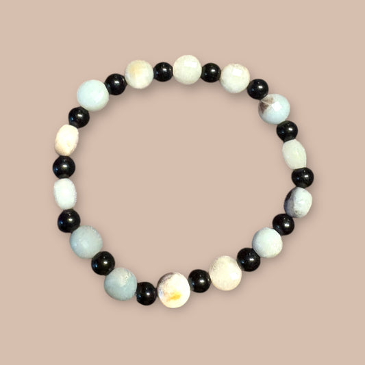 Bracelet agate et obsidienne