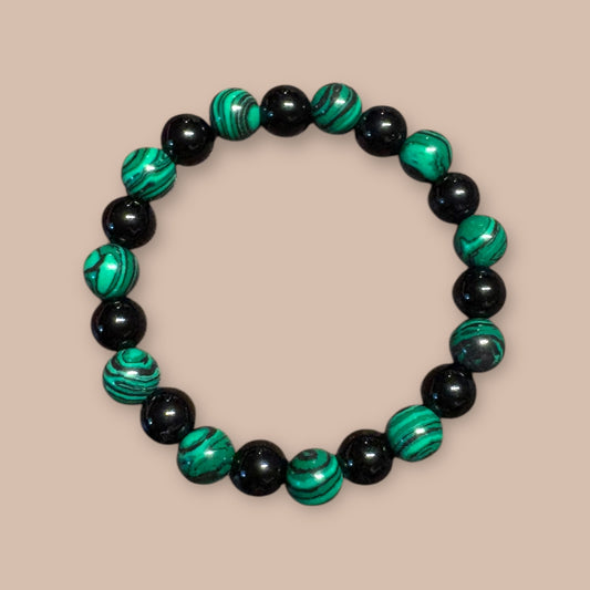 Bracelet malachite et jaspe noir