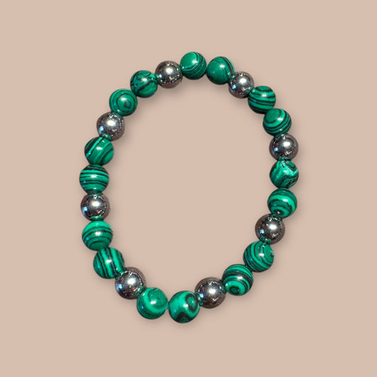 Bracelet malachite et hématite