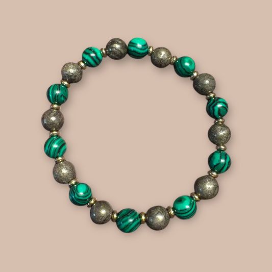 Bracelet malachite et pyrite