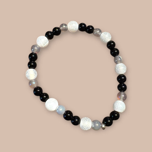 Bracelet jaspe noir et agate