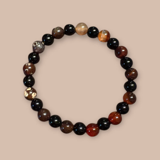 Bracelet jaspe noir et agate