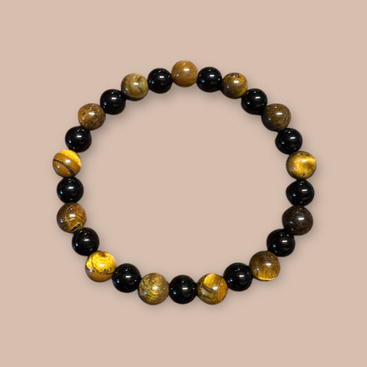 Bracelet obsidienne et oeil de tigre