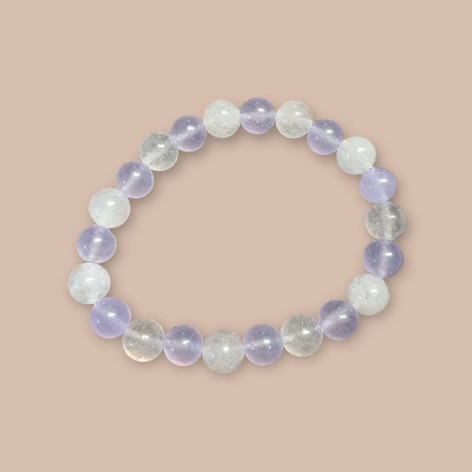 Bracelet quartz violet et quartz blanc