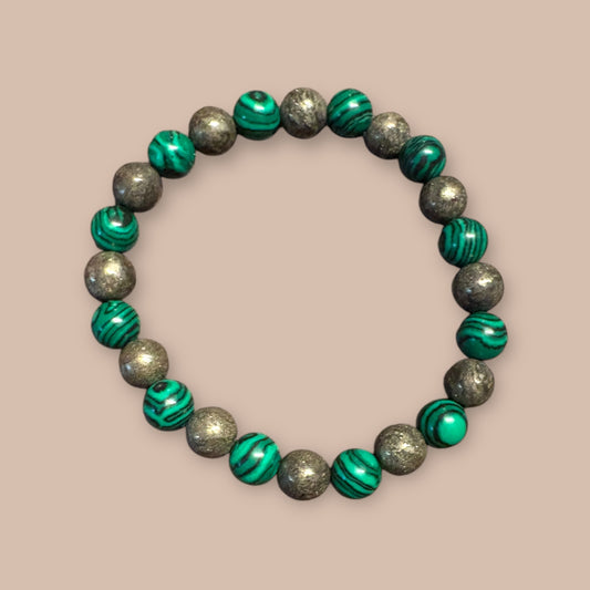 Bracelet pyrite et malachite