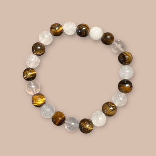 Bracelet oeil de tigre et quartz