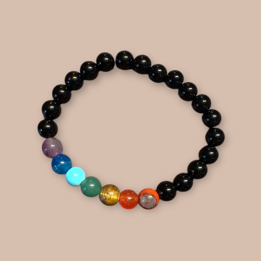 Bracelet Chakra et jaspe noir