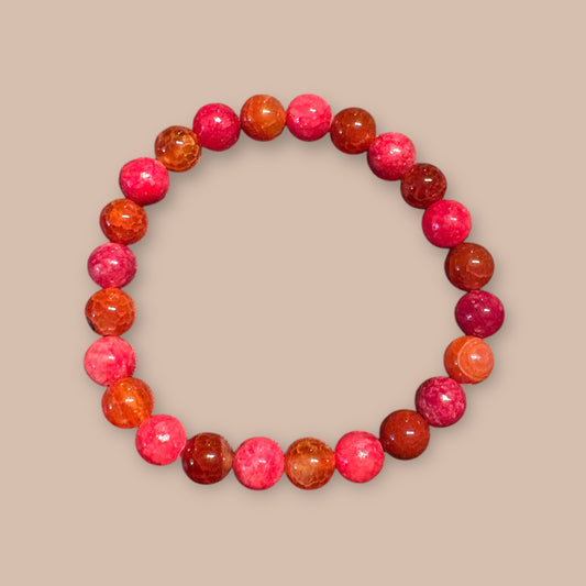 Bracelet agate rouge et orange