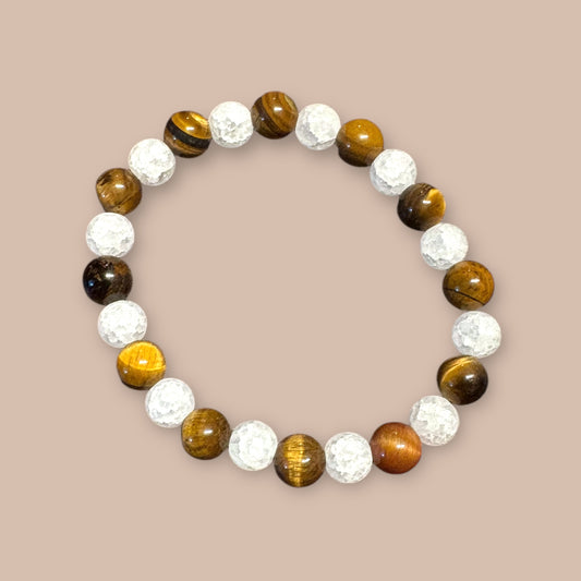 Bracelet oeil de tigre et agate craquelés