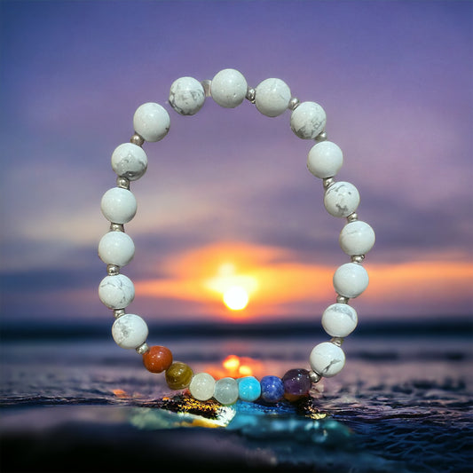 Bracelet Chakra et pierres blanches